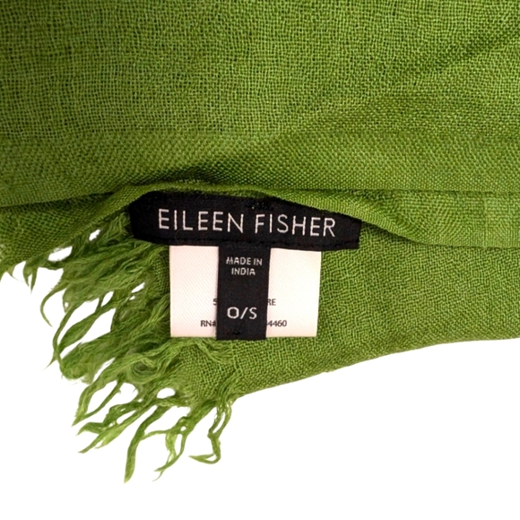 EILEEN FISHER Celadon Apple Green Silk Cashmere Square LargeWinter Scarf 50"x50" - Picture 3 of 9
